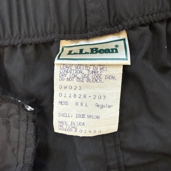 LL Bean Nylon Full Zip Leg Rain Pants Mens Black Vintage USA Hiking Gorp XXL Reg - Picture 5 of 10